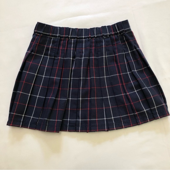 Tommy Hilfiger school girl pleated skirt red/white/blue gold tone snap 4T - Picture 9 of 14